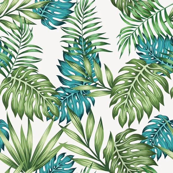 Blaue und grüne Blätter nahtlos — Stockvektor