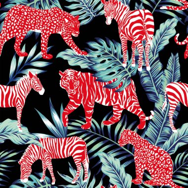 Kırmızı hayvan mavi orman