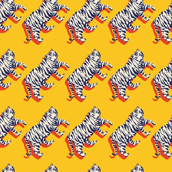 Tigre plat sans couture — Image vectorielle
