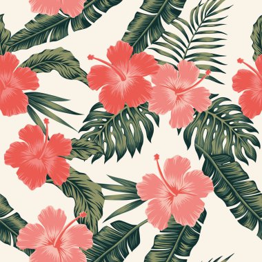 Çiçekler hibiscus soyut rengi tropikal sorunsuz değiştirmez