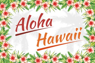 Sloganı aloha hawaii orman çerçeve