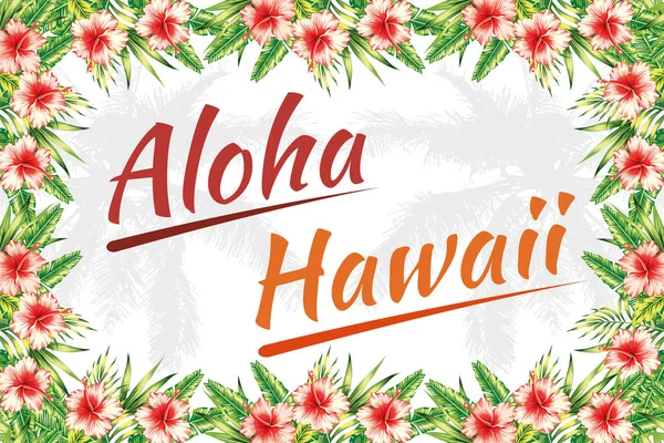 Slogan aloha hawaii cornice giungla — Vettoriale Stock