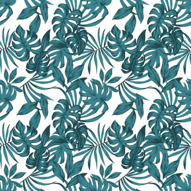 Tropikal yaprak rengi Dikişsiz beyaz arka plan soyut