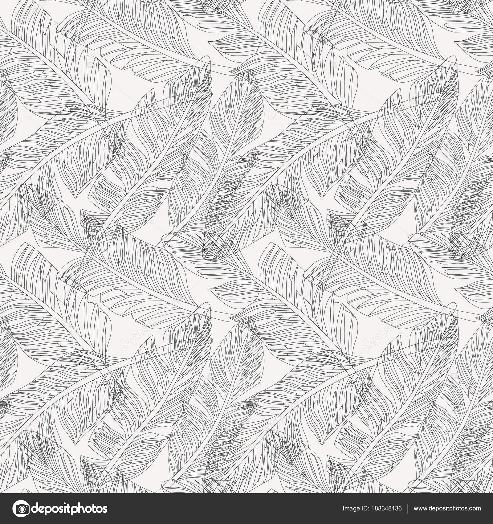 Palm Leaves Outline Outline Palm Leaves White Background Seamless Pattern Stock Vector C Berry46