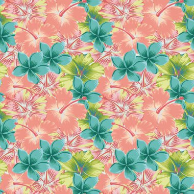 Plumeria hibiscus soyut renk sorunsuz arka plan