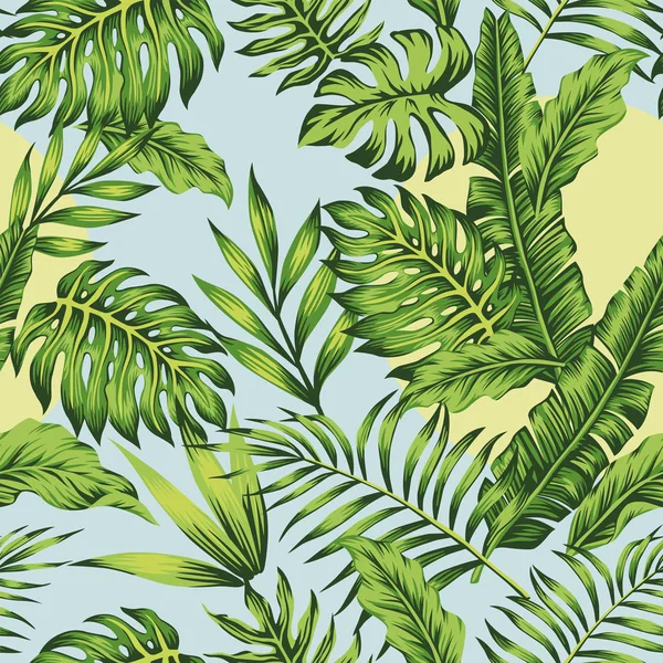 Zonnige dag jungle blauwe hemelachtergrond — Stockvector