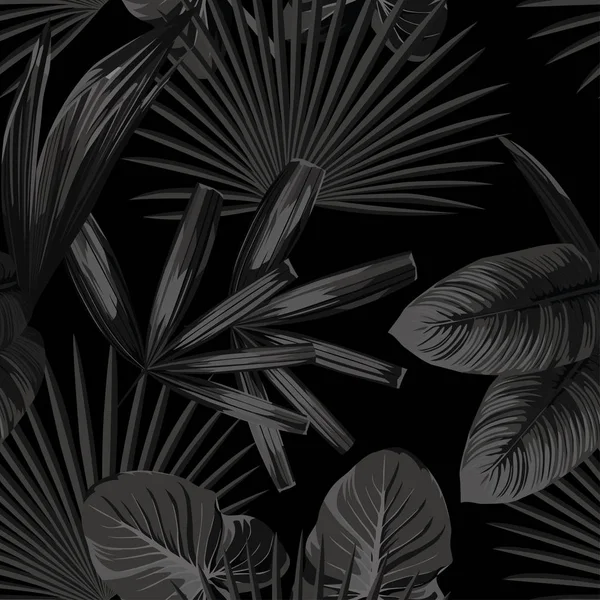 Illustration tropicale monochrome noir blanc — Image vectorielle