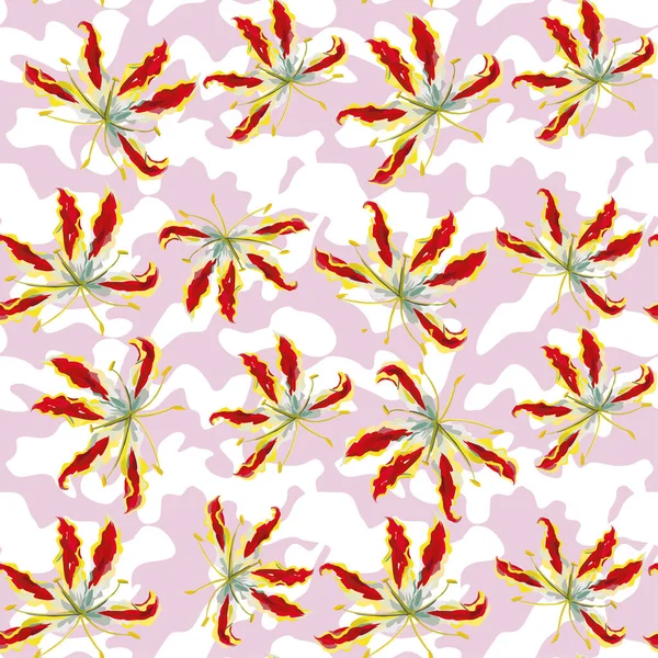 Gloriosa Flores Moderno Fundo Camo Rosa Branco Imprimir Papel Parede —  Vetores de Stock