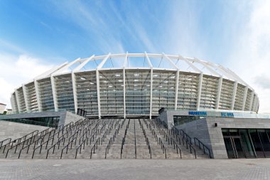 (Kiev) Kiev, Ukrayna - 6 Mayıs: Ulusal Olimpiyat Stadyumu (Milli Güvenlik Olimpiysky) 6 Mayıs 2012 tarihinde Kiev (Kiev), Ukrayna ana Cephesi