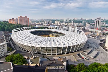 Kiev (Kiev), Ukrayna - 8 Mayıs: Hava görünümünü Ulusal Olimpiyat Stadyumu (Milli Güvenlik Olimpiysky) 8 Mayıs 2012 tarihinde Kiev (Kiev), Ukrayna