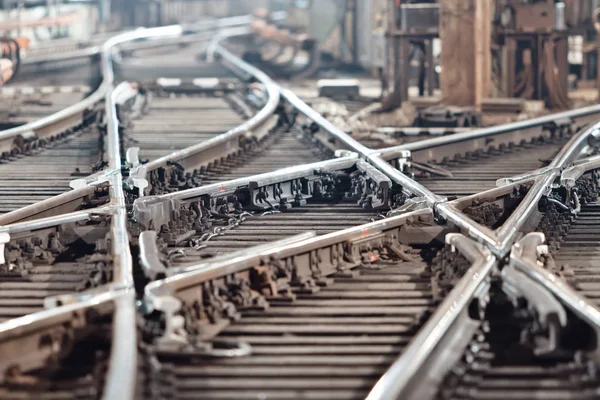 Rel kereta api di terowongan kereta bawah tanah. Kiev, Ukraina. Kyiv, Ukraina — Stok Foto