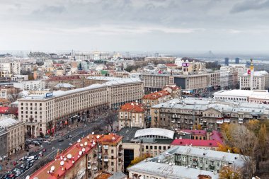 Havadan görünümü ana Ukrayna Sokağı'nın 8 Kasım 2012 tarihinde Khreschatyk Kiev (Kiev), Ukrayna 