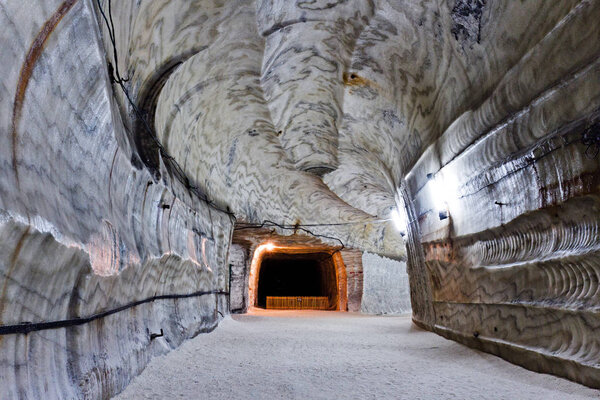 Interior of the underground corridor in the salt mine. Soledar, Donetsk region, Ukraine