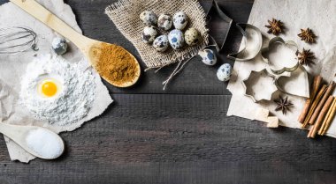 Ahşap arka plan pişirme Noel