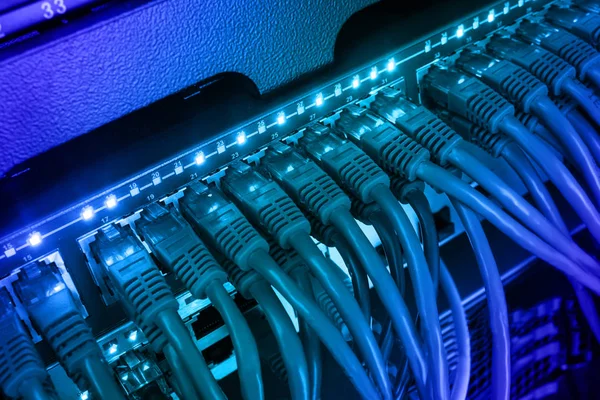 Mavi kablo ile sunucu raf