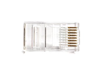 Şeffaf ethernet üzerinde beyaz izole Internet rj-45 konektör