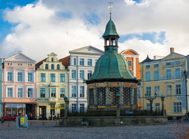 Pazar Meydanı Wismar eski şehir görünümünü