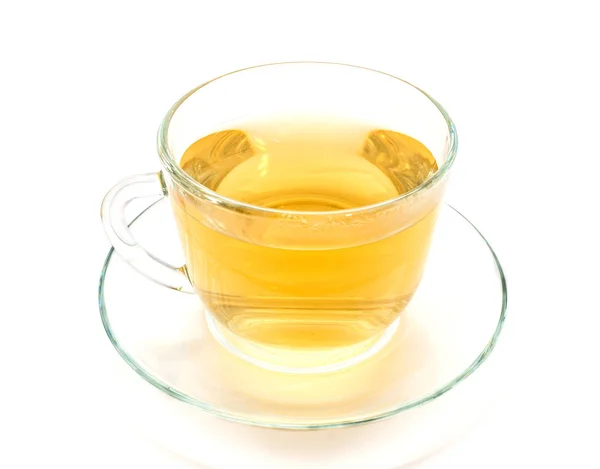 Isolated transparent cup of herbal tea on white — Stock Photo, Image