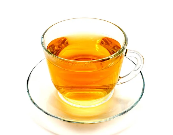 Isolated transparent cup of herbal tea on white — Stock Photo, Image