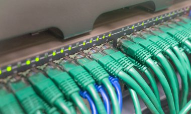 Light blue patch cord internet cables clipart