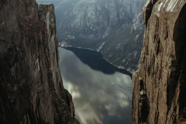 Uitzicht Rivier Vanaf Bergen Van Norway Avond — Stockfoto