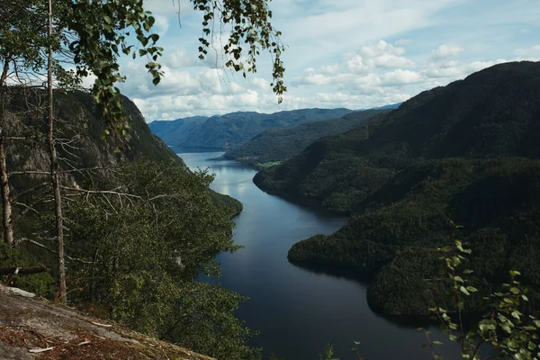 Uitzicht Een Grote Bergrivier Het Noorden Tegen Achtergrond Van Bergen — Stockfoto