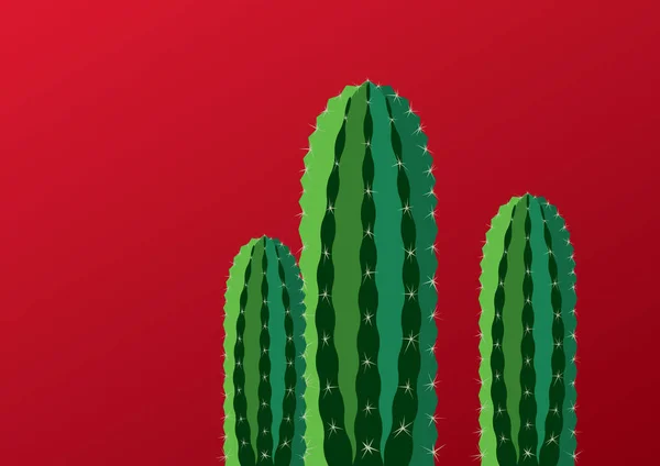Cactus verde sobre fondo rojo — Vector de stock