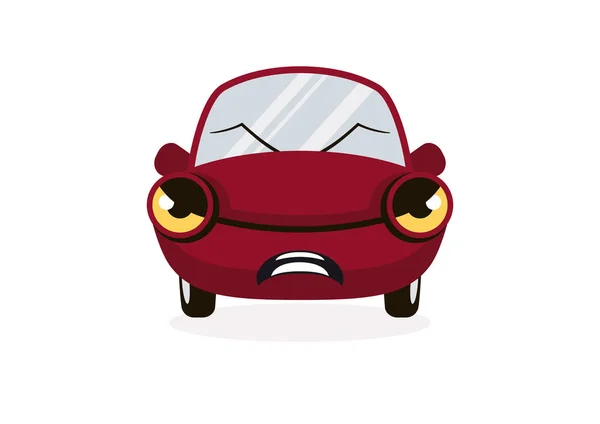 Enfadado personaje de dibujos animados coche rojo — Archivo Imágenes Vectoriales
