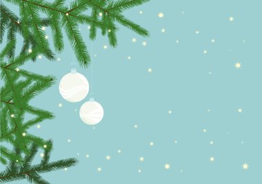 Dal ve top vektörlü Noel arkaplanı