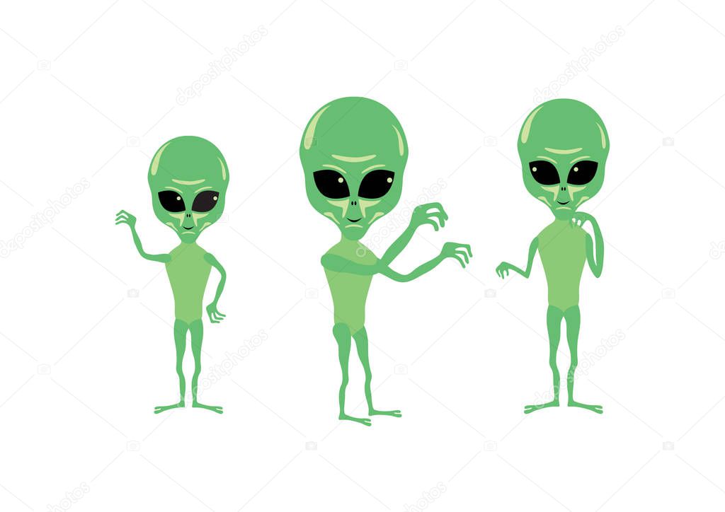 Green Alien icon set vector