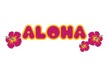 Aloha yazı ile vektör çiçek