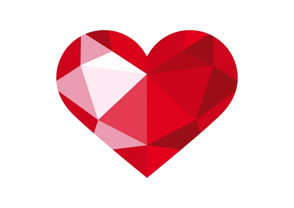 Diamant rouge forme de coeur icône vecteur — Image vectorielle
