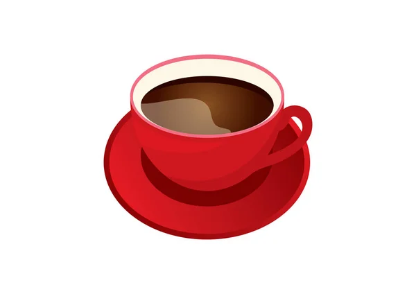 Taza roja del vector icono de café — Archivo Imágenes Vectoriales