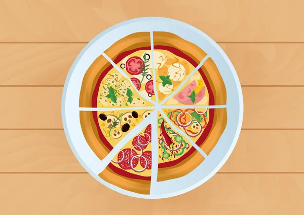 Векторная иллюстрация пиццы — стоковый вектор