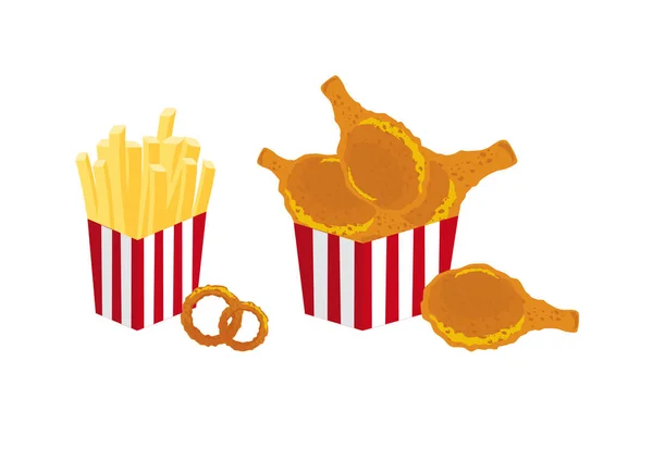 Icono de los alimentos fritos conjunto vectorial — Vector de stock