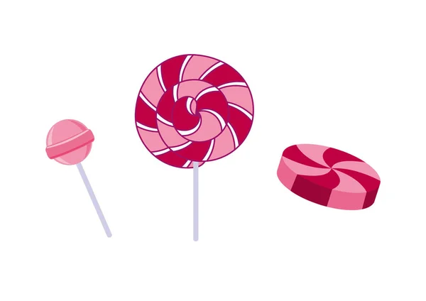 Ensemble d'icônes sucette rose vecteur — Image vectorielle