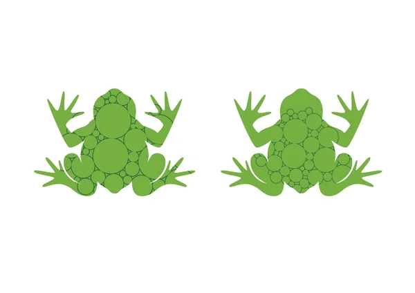Kurbağa yeşili siluet simgesi kümesi vektörü. — Stok Vektör