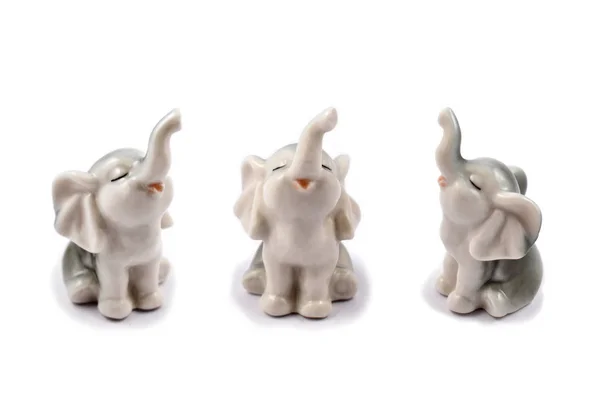 Immagini Stock Elefante Figurine Elefante Sfondo Bianco Set Simpatici Elefanti — Foto Stock