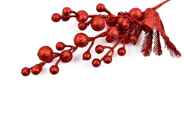 Decorazioni Rosse Immagini Stock Natale Red Berry Branche Sfondo Bianco — Foto Stock