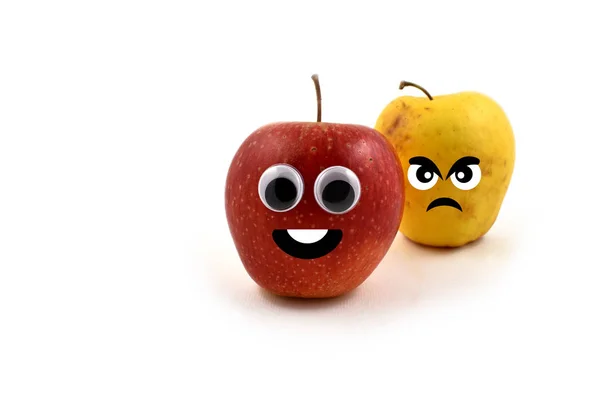 Pomme heureuse et pomme en colère images stock — Photo