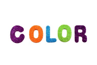 Renkli harfler hazır görüntüler. Beyaz bir arka plan üzerinde renkli yazı. Dekoratif çok renkli yazıt