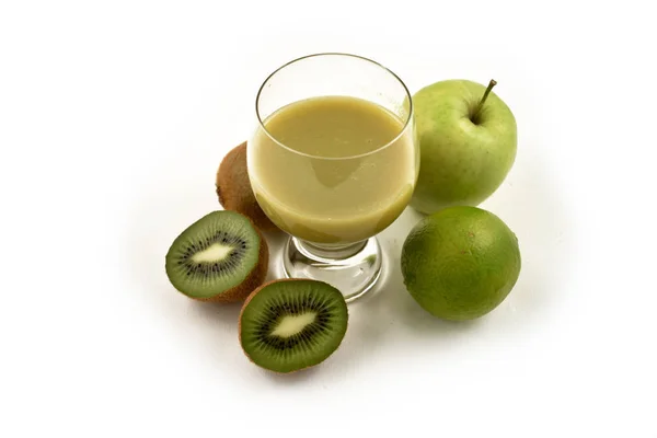 Green Fruit Smoothie Stock Images Fresh Various Fruits Multivitamin Juice — Stock Photo, Image