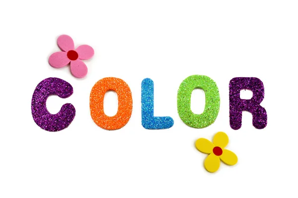 Inscrição Colorida Imagens Coloridas Estoque Letras Coloridas Sobre Fundo Branco — Fotografia de Stock