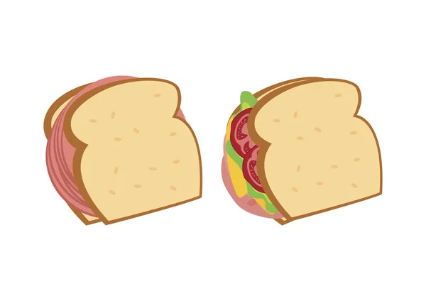 Different Types of Sandwiches vector — Stock Vector