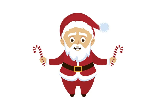 Lächelnder Weihnachtsmann mit Zuckerstangen-Symbolvektor — Stockvektor