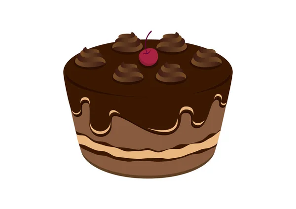 Chocolate cake with cherry vector — Stock Vector