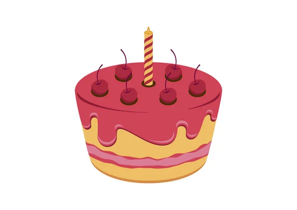 Cereza pastel de cumpleaños vector — Archivo Imágenes Vectoriales