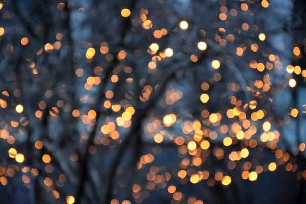 Золотой Свет Размывает Фоновые Изображения Рождественские Огни Городских Снимках Элегантный — стоковое фото