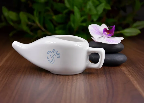 Ceramic Neti Pot Nasal Cleansing Stock Images White Ceramic Neti — ストック写真