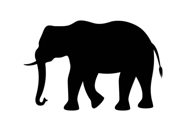 Gran elefante negro silueta vector — Vector de stock